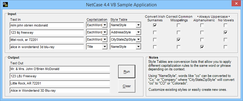 NetCase 4.4 VB Sample Application NetCase for .NET Screen Shot